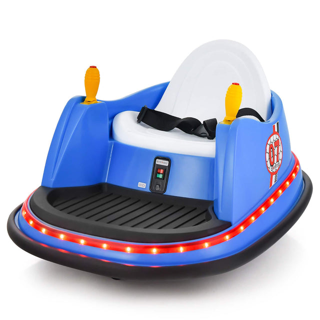 Front. Gymax - Gymax 12V Vehicle 360 Degree Spin Race Toy Kids Ride On Bumper Car w/ Remote Control Blue - Blue.