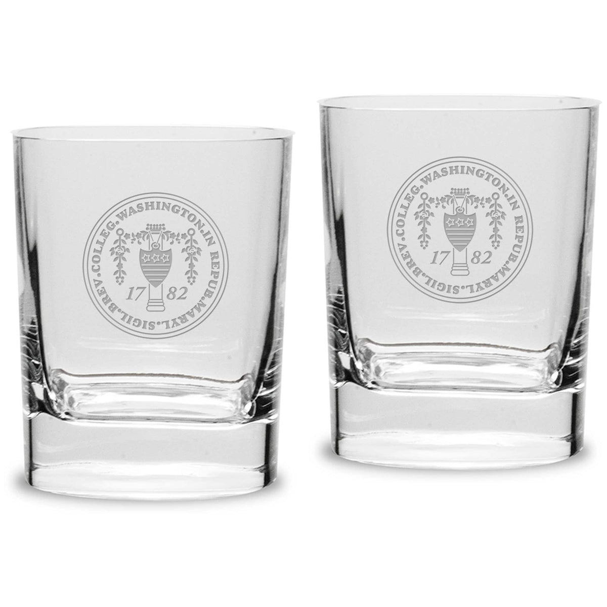 Jardine - Washington College Shoremen 11.75oz. Square Double Old Fashioned Glass Set - Multicolor