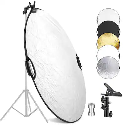 Neewer - 32" 5-in-1 Collapsible Light Reflector - with Hand Grips, Clamp & Thread for Studio & Outdoor
