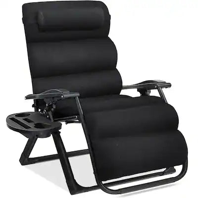 Best Choice Products - Oversized Zero Gravity Chair, Folding Recliner w/ Removable Cushion, Side Tray
