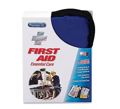 Physicians CARE  
FIRST AID  
Essential Care  

Contains Items for:  
Treat Minor Cuts, Scrapes and Burns  
Clean and Disinfect Wounds  
Cover Cuts and Scrapes  
Portable Self-Sealing Case  

Self-Sealing Storage Pocket  
Treat Mix or Cut, Scrapes and Burns  
Carry Pockets for Easy Access