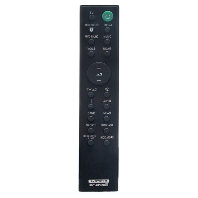 TV BLUETOOTH CINEMA MUSIC NIGHT AUTO SOUND VOICE SW + R AUDIO GAME NEWS SPORTS STANDARD SECURE LINK INDICATORS AV SYSTEM RMT-AH500U