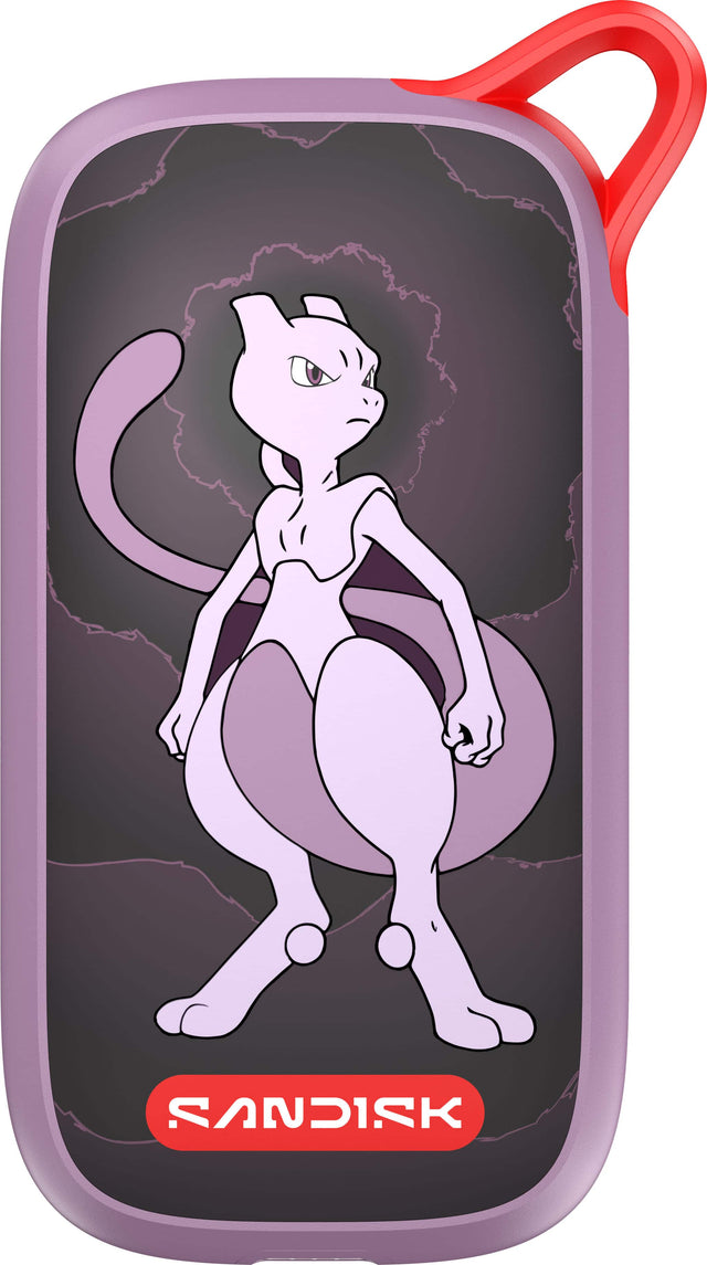 Front. SANDISK - 1TB Pokémon Portable SSD, Mewtwo Edition, up to 5x faster than old-school portable hard drives - purple.