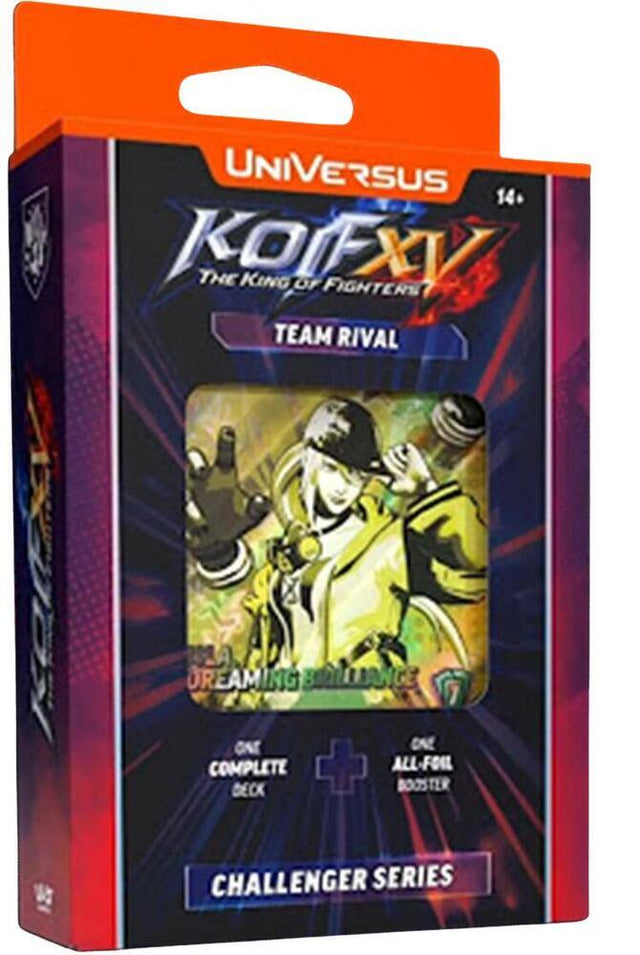 UNIVERSUS  
KOF XV  
The King of Fighters  
Team Rival  
Dreaming Bolance 7  
One Complete Deck + All-Foil Booster  
Challenger Series