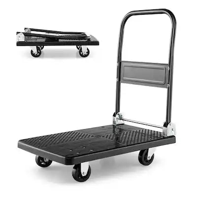 Costway - Folding Push Cart Dolly Platform Hand Truck with 360° Swivel Wheels and 440LBS Capacity
