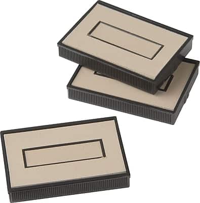 Front. Offistamp - Double Blank Dry Replacement Stamp Pads, 3/Pack - Black/Beige.