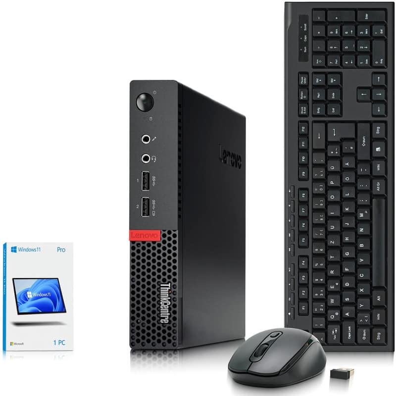 Lenovo - Refurbished Excellent - Thinkcentre M710 TIny Desktop PC | Intel Core i5-7th 2.7GHz | 16GB DDR4 RAM | 512GB SSD | Wireless K & M | Wi-Fi | Win11 - Black