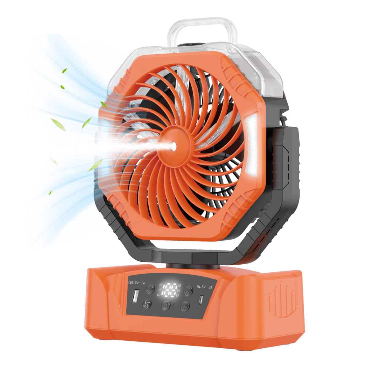 Sonicgrace - Camping Misting Fan, 20000mAh Power Bank, 160mL Tank, LED Light (6 Modes), USB-C, Remote