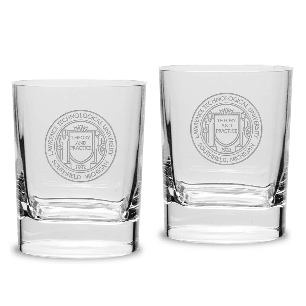 Jardine - Lawrence Technological University Blue Devils 11.75oz. Two-Piece Luigi Bormioli Square Double Old Fashion Glasses Set - Multicolor