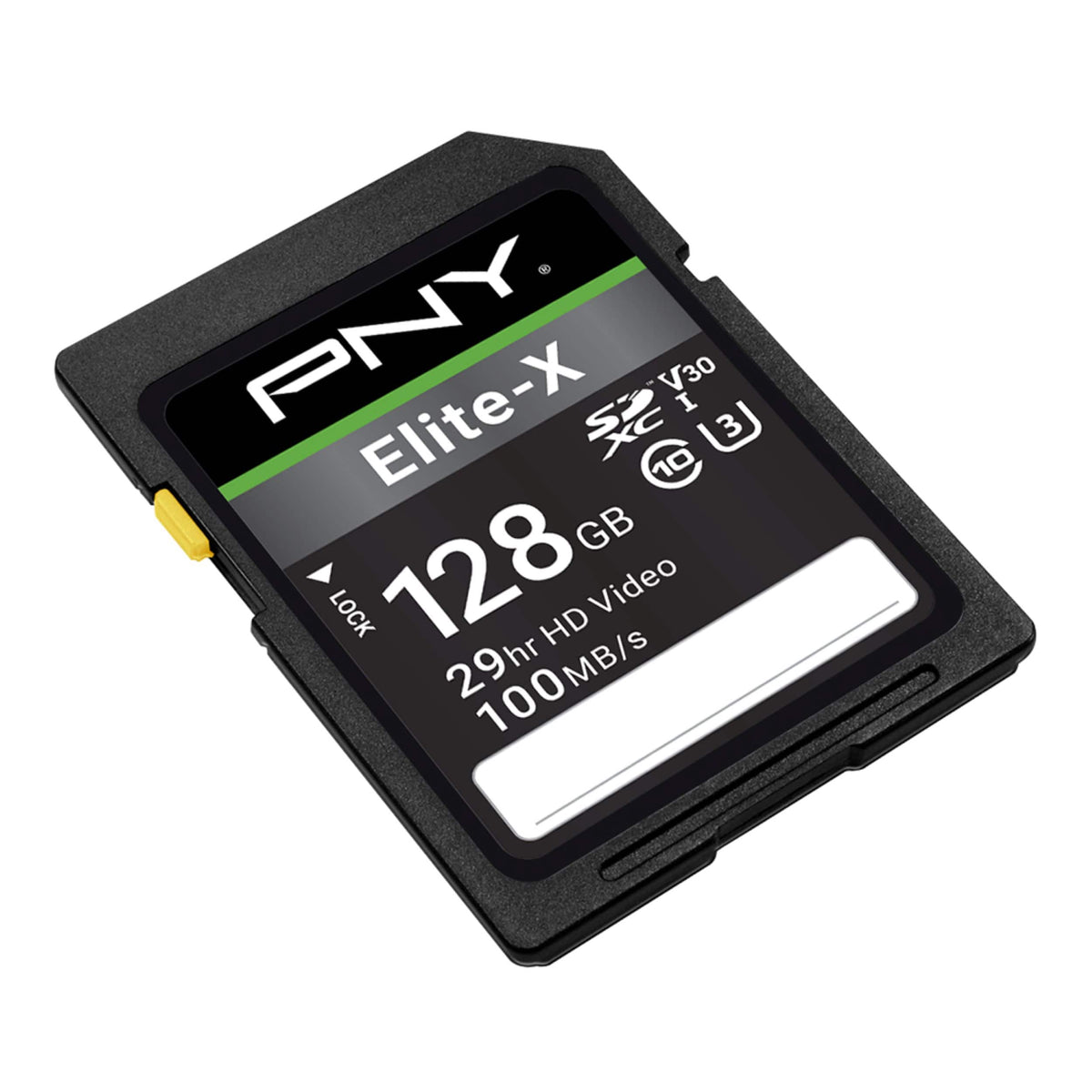 PNY - 128GB Elite-X Class 10 U3 V30 SDXC Flash Memory Card