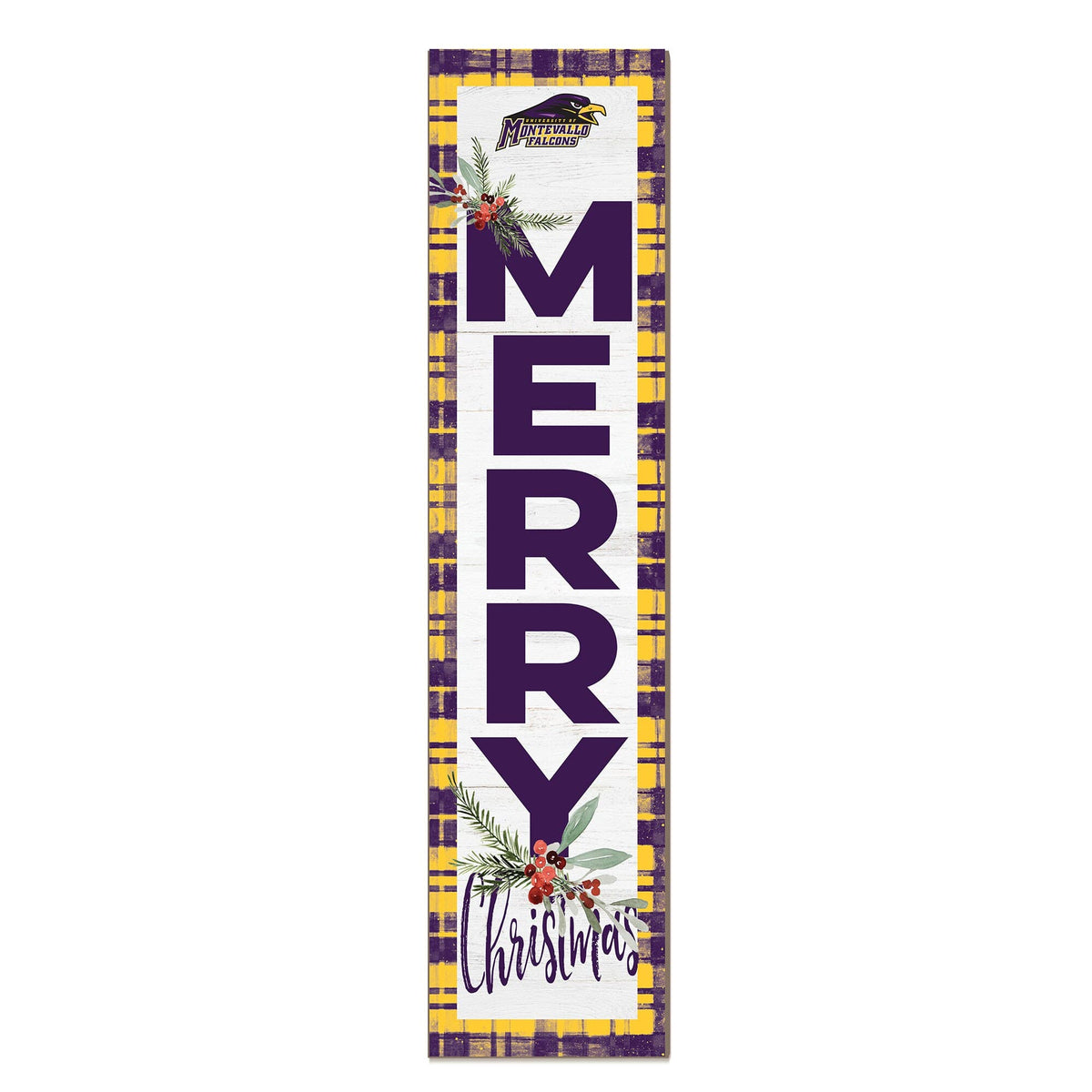 Jardine - Montevallo Falcons 12'' x 48'' Outdoor Merry Christmas Leaner - White