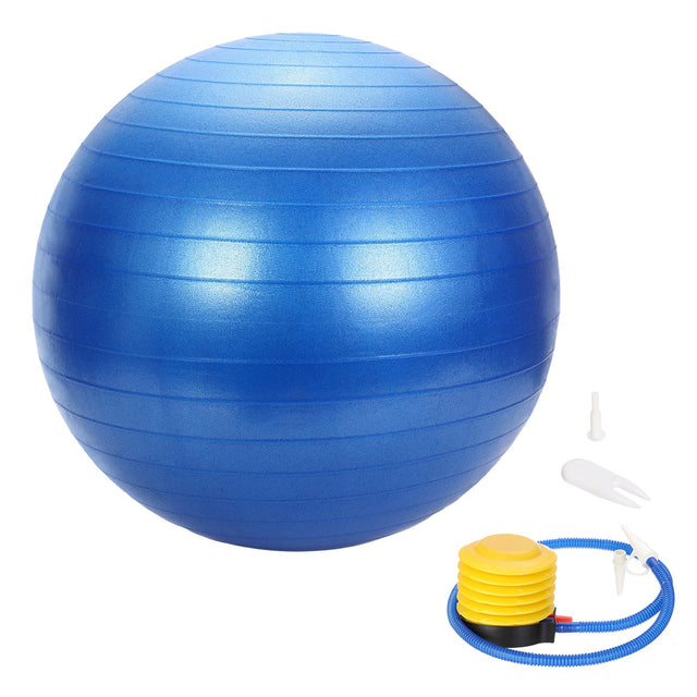 Front. Unique Bargains - Yoga Ball, Exercise Ball 21.7" PVC Anti-Slip Stability Pilates Extra Thick with Pump - For Gym Balance Fitness - Blue.