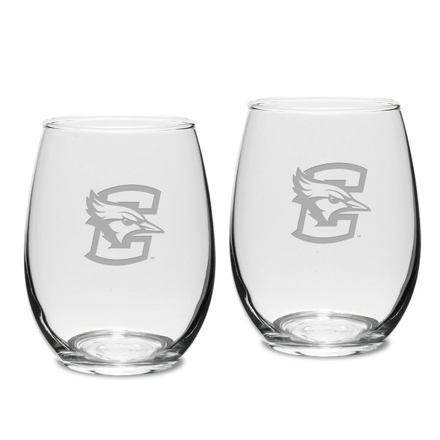 Front. Jardine - Creighton Bluejays 15oz. 2-Piece Stemless Wine Glass Set - Multicolor.