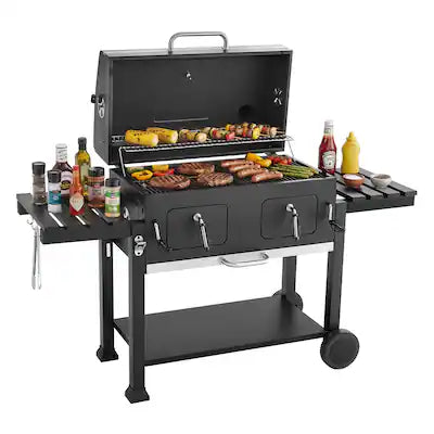 VEVOR - Charcoal Grill, 780 sq.in. Extra-Large Charcoal Barbecue Grill with 2 Liftable Charcoal Trays & Folding Side Tables