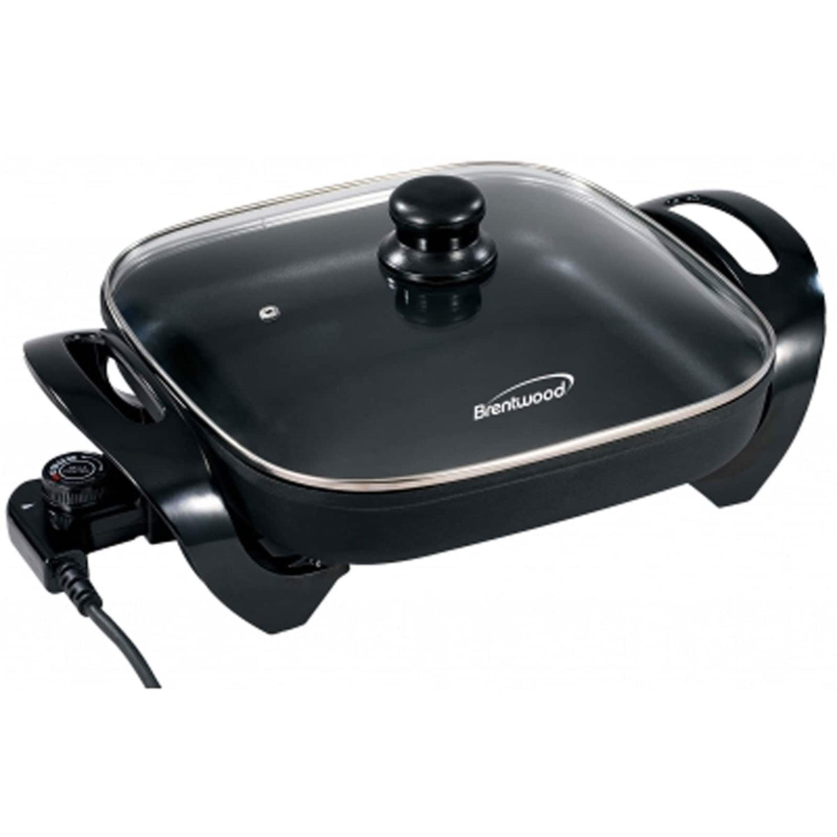 Brentwood - 12 in. Electric Skillet with Glass Lid - Black