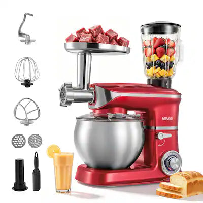 VEVOR - 6.3 Qt 3-in-1 Tilt Head Stand Mixer 400W Electric Dough Mixer, Multifunctional Food Kitchen Mixer