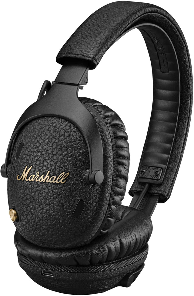 Front. Marshall - Monitor III A.N.C. Wireless Active Noise Cancelling Over-the-Ear Bluetooth Headphones with Microphone for Calls - Black.