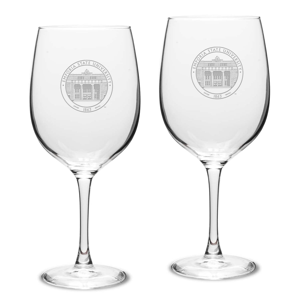 Jardine - Emporia State Hornets Primary Logo 19oz. 2-Piece Traditional Red Wine Table Glass Set - Multicolor