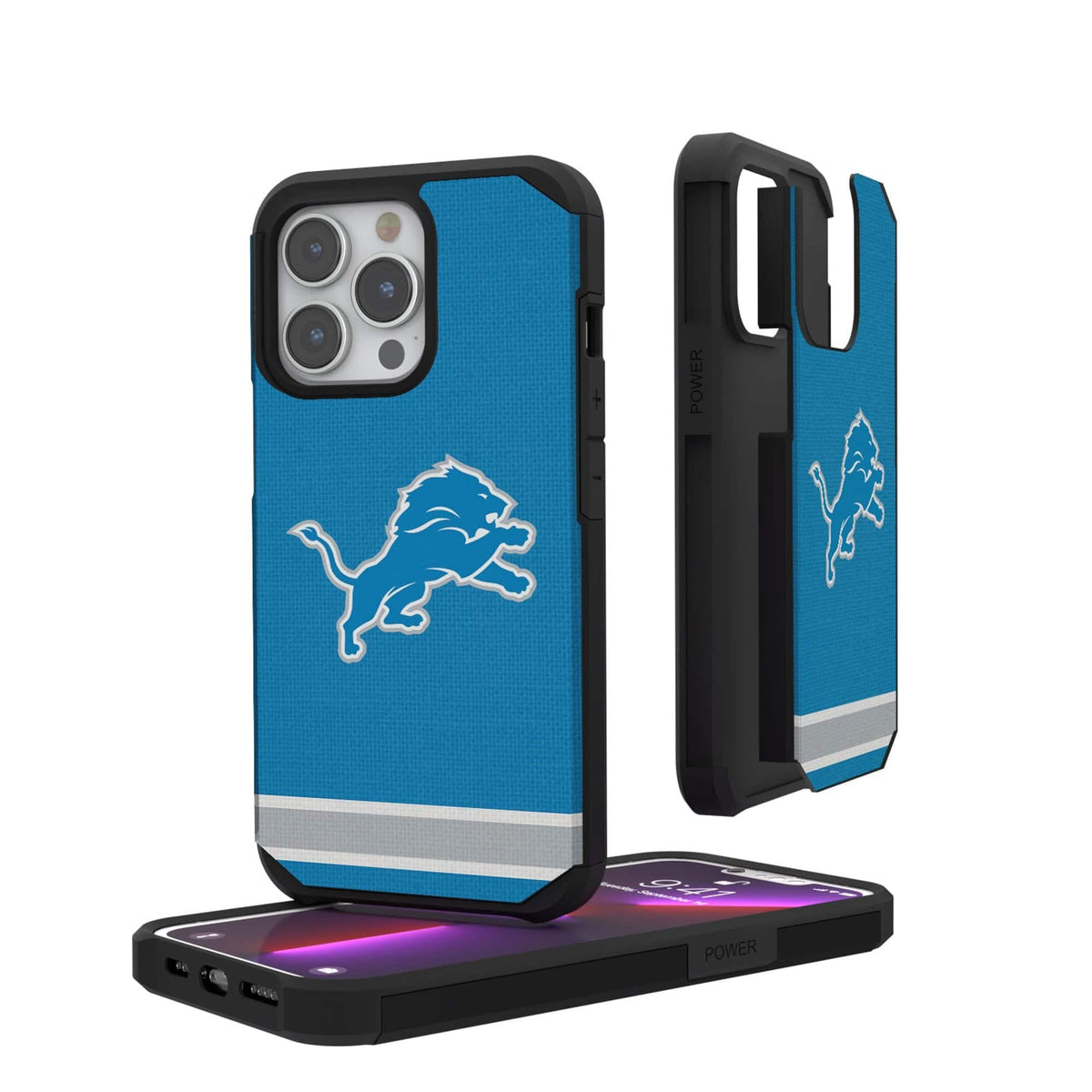 Keyscaper - NFL - Detroit Lions iPhone Rugged Stripe Design Case - 12 Pro Max - Multicolor
