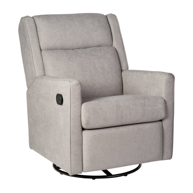 Front. Emma + Oliver - Mari Manual Glider Rocker Recliner with 360 Degree Swivel Perfect for Living Room, Bedroom, or Nursery - Light Gray.