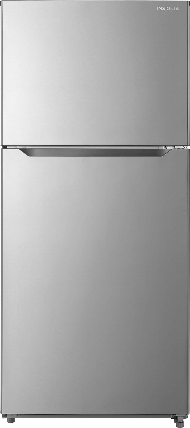 Front. Insignia™ - 30 in. Wide 18 Cu. Ft. Top-Freezer Refrigerator with ENERGY STAR Certification - Stainless Steel.