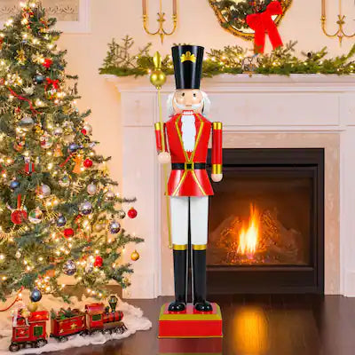 Costway - 4' Christmas Nutcracker with High Hat & Beautiful Scepter, Uniform & Boots for Yard