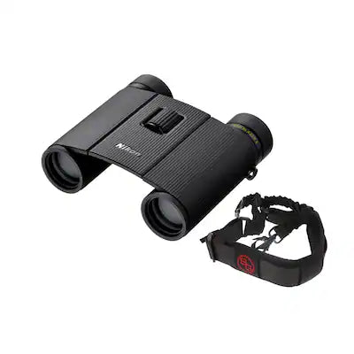 Nikon - Trailblazer II 8x25 Compact Binoculars (Black) with Sling Strap Bundle