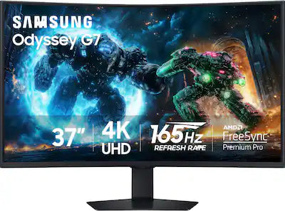 Samsung - 37" Odyssey G75F 4K 165Hz 1ms AMD FreeSync Prem Pro Curved Gaming Monitor with HDR 600 (DisplayPort, HDMI)