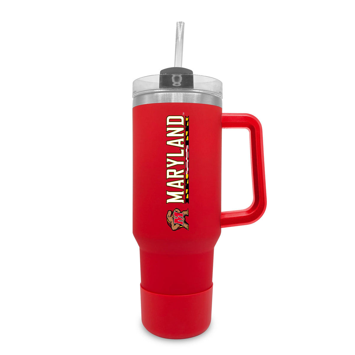 The Fanatic Group - Maryland Terrapins 40oz. Stainless Tumbler with Handle & Removable Straw - Red