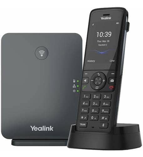 Yealink  
10:39  
Thu Mar 26  
Handset 2  
History  
Line  
- - B  
1 ABC  
2 DEF  
3 GHI  
4 JKL  
5 MNO  
6 PQRS  
7 TUV  
8 WXYZ  
9  
*  
0  
#  
Yealink  
TRAN