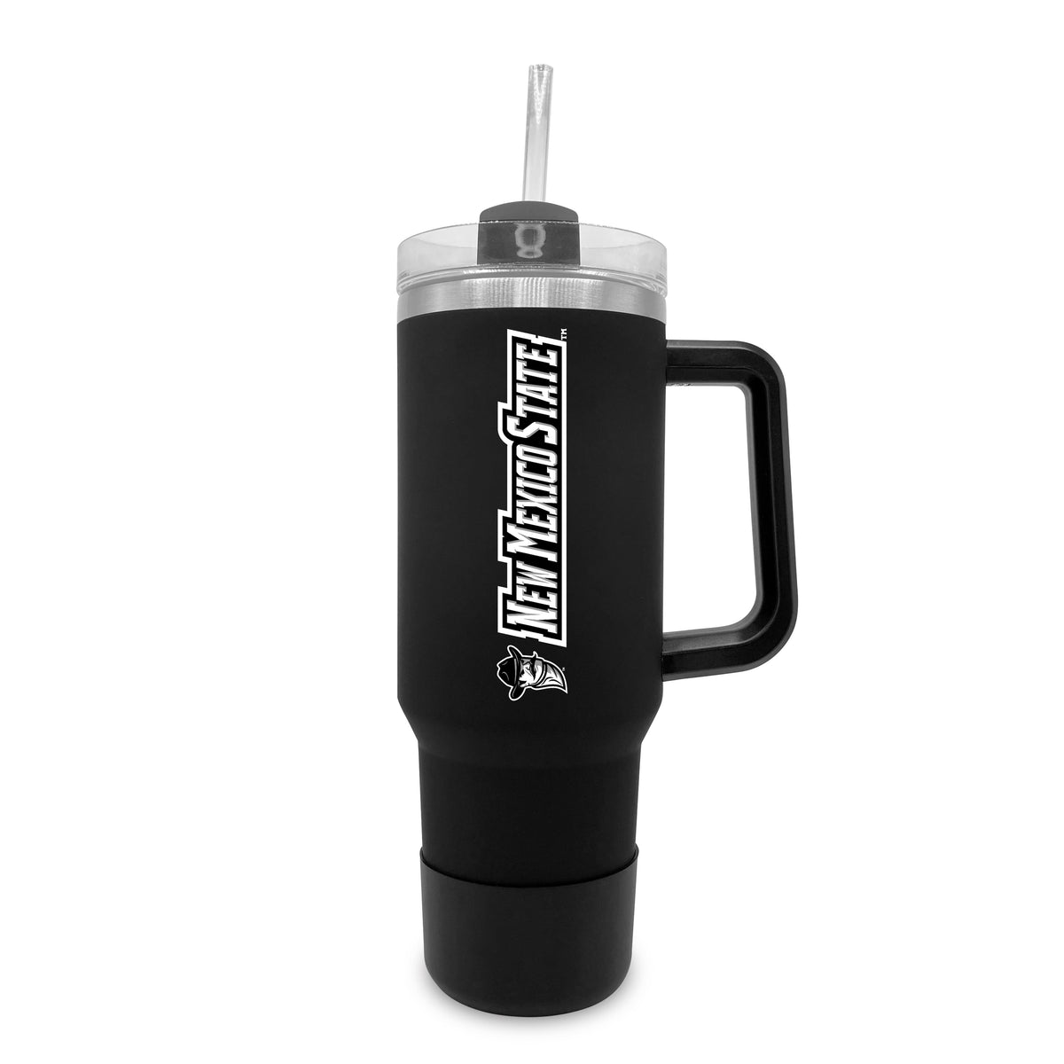 The Fanatic Group - New Mexico State Aggies 40oz. Stainless Tumbler with Handle & Removable Straw - Black