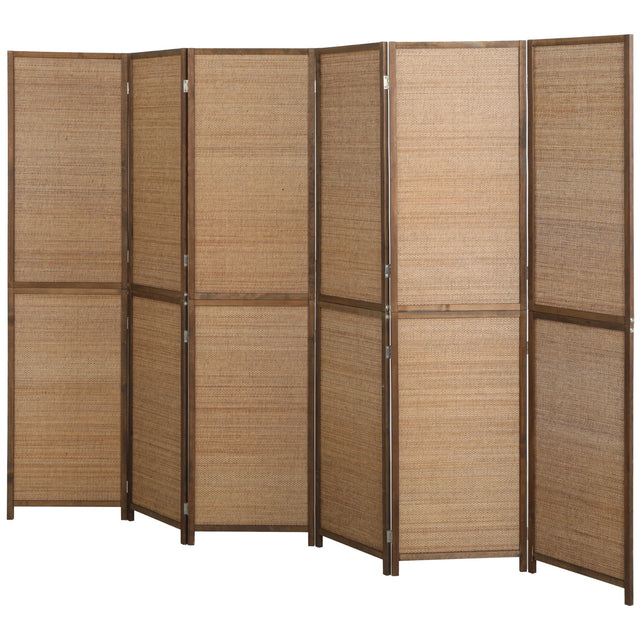 Front. Homcom - Divider, 6 Panel Folding Privacy Screen - Brown.