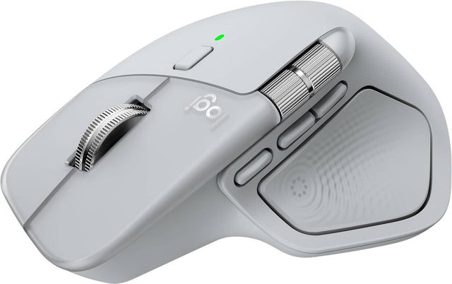 Front. Logitech - MX Master 4 Wireless Laser Ergonomic Mouse with Advanced Performance Haptic Feedback - Pale Gray.