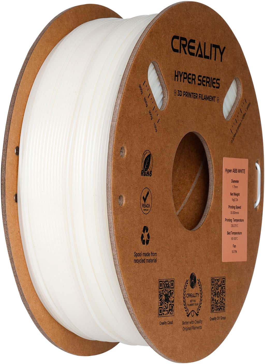 Creality - 1.75 mm Hyper ABS Filament 2.2 lbs for high-speed printers (1-pack) - White