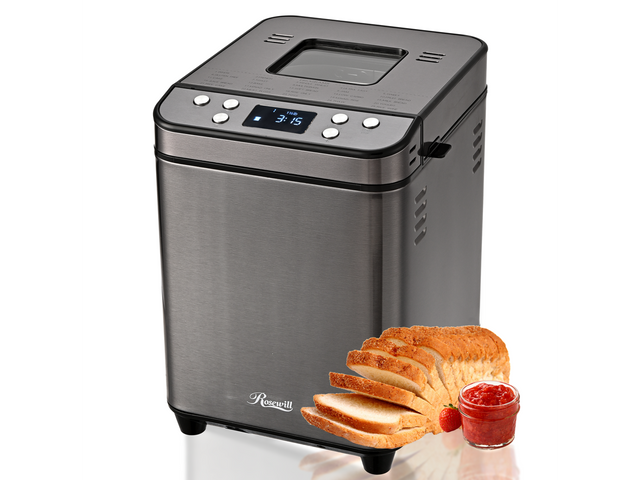 Front. Rosewill - Rosewill 25-in-1 Bread Maker, 2LB Loaf, 700W, BPA-Free, 15-Hour Timer, Low Noise - Gray - Gray.