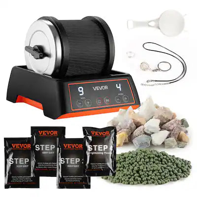 VEVOR - Rock Tumbler Kit, 2 lbs Rock Polishing Kit, 4 Speed Settings 9-Day Polishing Timer Stone Polishing Kit, Rock Polisher