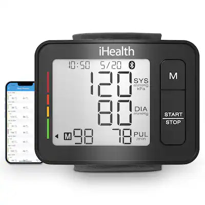 iHealth - Push, Wrist Blood Pressure Monitor, Large Display and Digital Bluetooth, Portable Carrying Case for Home/Travel
