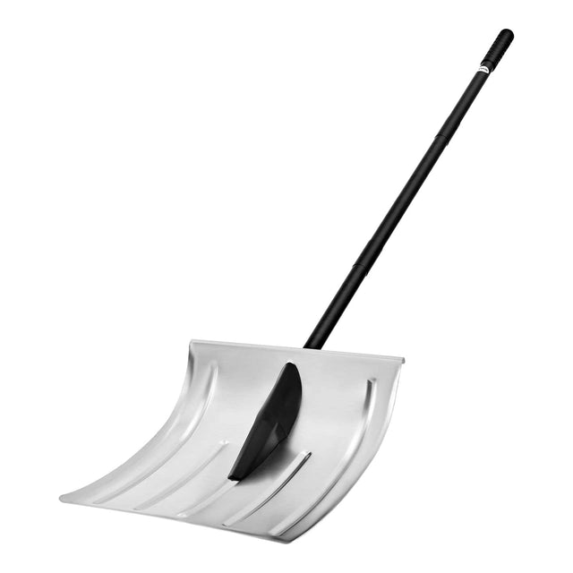 Front. VEVOR - Snow Shovel for Driveway, 16 in Wide Aluminum Alloy Snow Shovel, Non Slip Grip, Large Capacity Snowplow Shovels - Silver Shovel Blade & Black Handle.