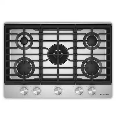 KitchenAid - 30 in. Gas Cooktop with 5 Burners and Integrated Wok Grate