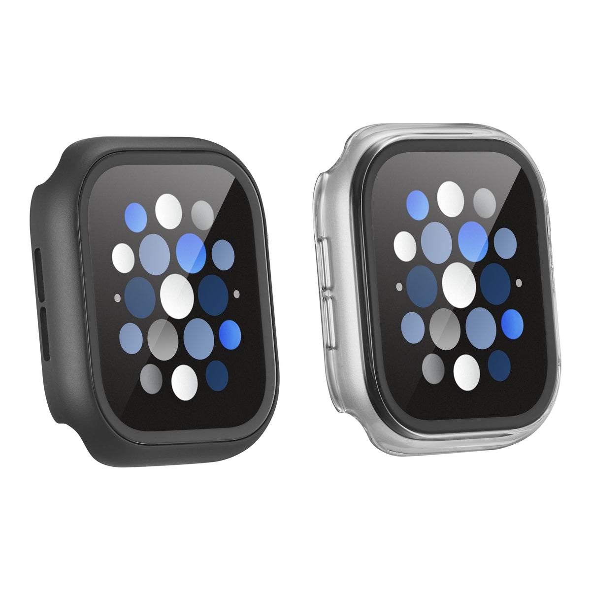Insignia™ - Bumper with Glass Screen Protector for Apple Watch 46mm - Black and Clear