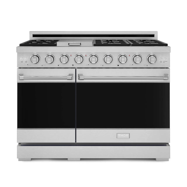 Front. Thor Kitchen - 48 in. Wide 7 Burner Gordon Ramsay Series by Thor Kitchen 6.8 Cu. Ft Freestanding Gas Range - Stainless Steel.