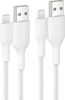 Belkin - BOOST↑CHARGE Braided PCR USB-A to Lightning Cable 1M 2-Pack