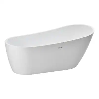 VEVOR - Acrylic Freestanding Bathtub, 67 Inch Contemporary Soaking Tub with Brushed Nickel Overflow and Drain