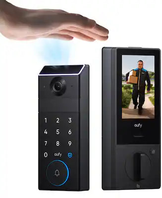 eufy - FamiLock S3 Max WiFi Replacement Deadbolt with 2K Video Doorbell and Palm Scanner