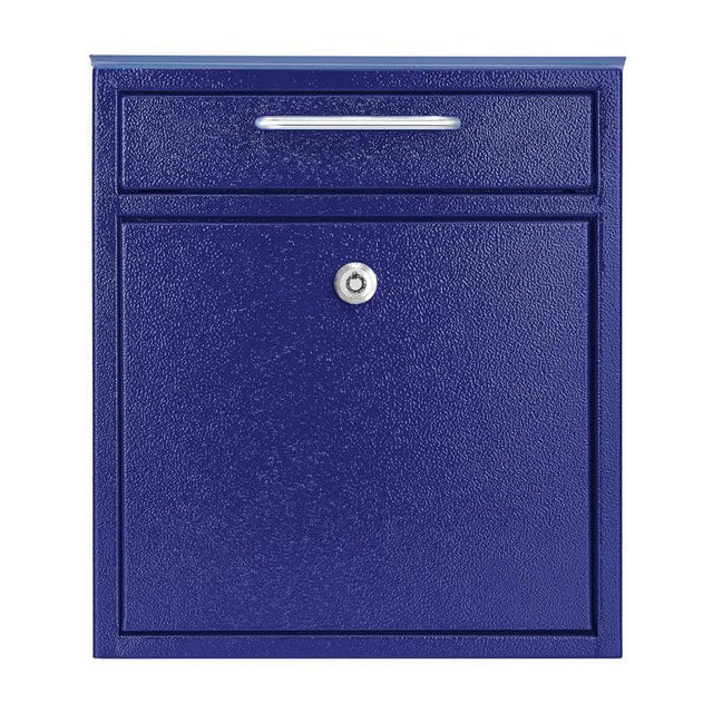 Front. AdirOffice - Drop Box Medium Steel Wall-Mounted Drop Box Mailbox with Key Lock - Blue.