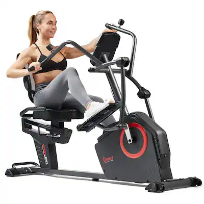 Sunny Health & Fitness - Premium Smart Programmable Electro-Magnetic Resistance Recumbent Elliptical Cross Trainer