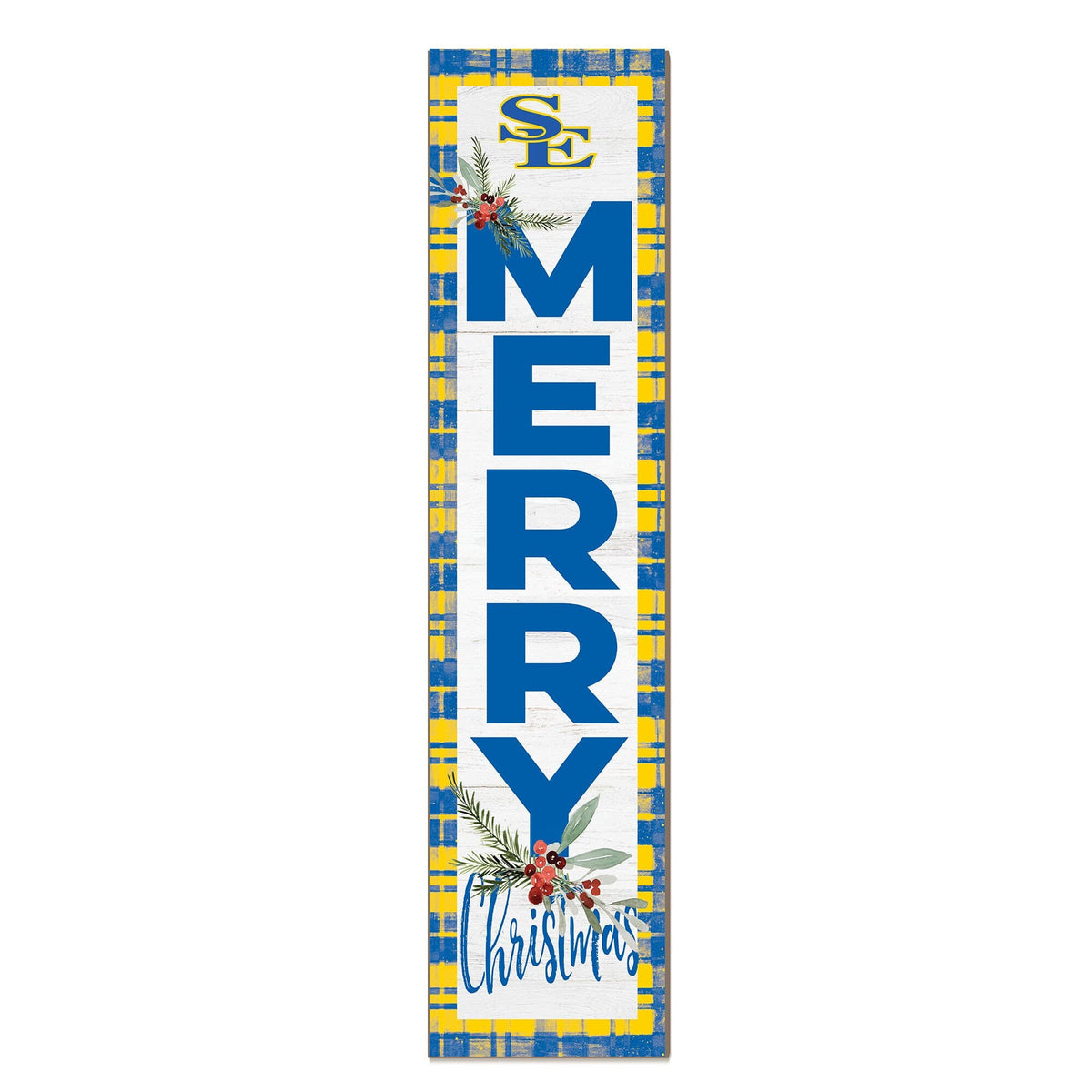 Jardine - Southeastern Oklahoma State Savage Storm 12'' x 48'' Outdoor Merry Christmas Leaner - White