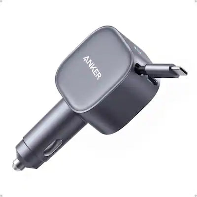 Anker - USB-C Car Charger with Built-in Retractable USB-C Cable