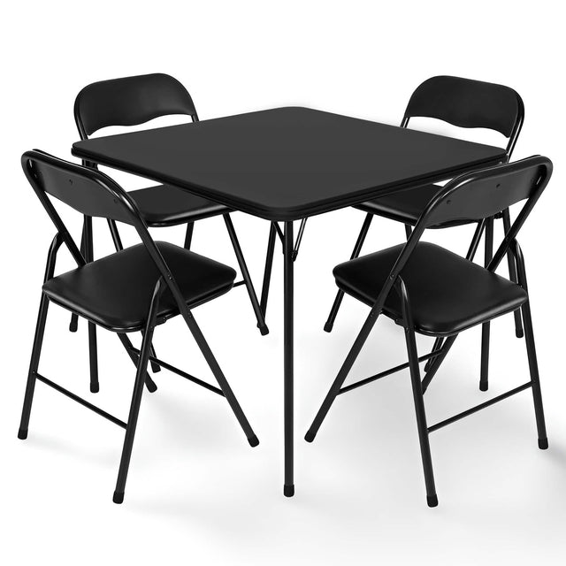 Front. Peakform - Peakform 5 Piece Folding Vinyl Tables and Chairs for Home Use and Indoor Spaces - black.