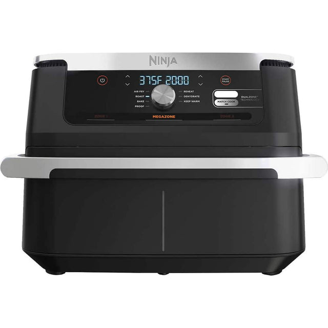 NINJA

375F 20:00

AIR FRY
ROAST
BAKE
PROOF

REHEAT
DEHYDRATE
KEEP WARM

START PAUSE

MATCH COOK

DUAL ZONE TECHNOLOGY

ZONE 1
ZONE 2

MEGAZONE